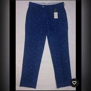 Peter Millar Crown Sport Golf Pants Durham Palm Print Blue 38x34 NWT